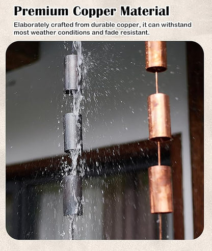 Copper Rain Gutter Chains for Eaves Drainage, Outside Rain Chimes Rainwater Collector, Garden Ornament Rain Chains Downspouts, 6 Cups/M,Black-2m (66ft)
