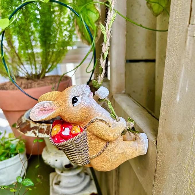 Climbing Rabbit Tree Hugger Garden Bunny Statue Resin Animal Sculpture Yard Decor for Outside, Funny Tree Climber Figurine Outdoor Patio Lawn Ornaments (Rabbit)