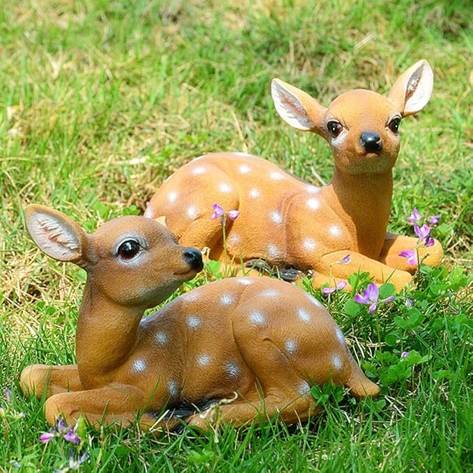 Zerone 2Pcs Garden Statues, Outdoor Decor Lovely and Lifelike Statues, Life Size Outdoor Statues for Outdoor Garden, Yard Decor, Exquisite Ornaments with Premium Materials and Attention to Detail,