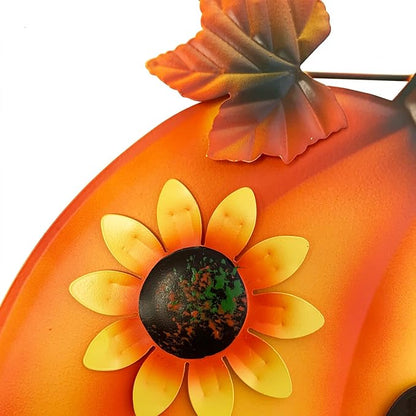 Rustic Metal Pumpkin Garden Stakes Standing Outdoor Welcome Signs Home Decorations Metal Pumpkins Yard Outdoors for Fall Harvest Decor Thanksgiving Halloween Lawn Decorations-24''H