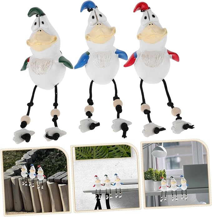 PRETYZOOM 3pcs Funny Resin Statues Quirky Outdoor Decor for Patio and Balcony Weatherproof Animal Figurines for Courtyard Decoration