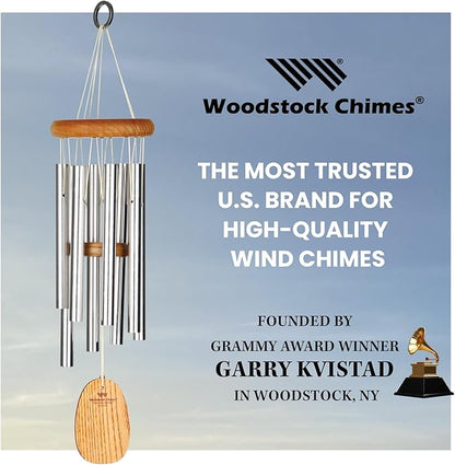 Woodstock Wind Chimes for Outside, Garden, Patio, Porch and Outdoor Decor (17") Gregorian Chimes Soprano Silver Wind Chime (GSS)