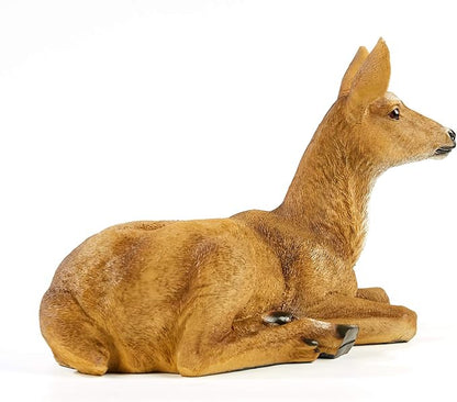 Doe Female Deer Resin Statue-Animal Figurines Garden Sculpture Accessories for Indoor Outdoor Decoration Rustic Lodge or Art Gifts for Birthday Anniversary Yard Lawn Decor