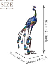 TERESA'S COLLECTIONS Garden Decor, Peacock Garden Decor with Colorful Painting, 24'', Waterproof Metal Garden Statue, Peacock Gifts, Garden Gifts for Women Mom, Indoor/Outdoor