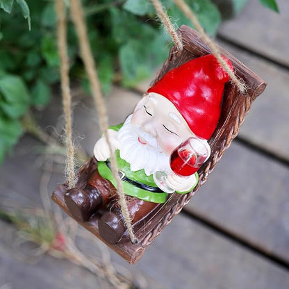 Cute Garden Gnome Statues for Garden Decor Resin Hanging Decorations for Indoor Outdoor Tree Ornaments Figurines for Outside Gifts for Mother Day Christmas