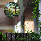Shire Sun Catcher 7.87'' Stained Glass Window Hanging Gifts for Countryside Lover Women Scenery Wall Decor Handmade Sun Catcher Decoration for Home Garden Housewarming Gifts