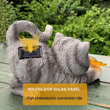 Solar Garden Statue Cat,Garden Figurine Outdoor Decoration with Cat Holding Butterfly for Yard,Patio,Lawn Art Decoration,Housewarming Gift