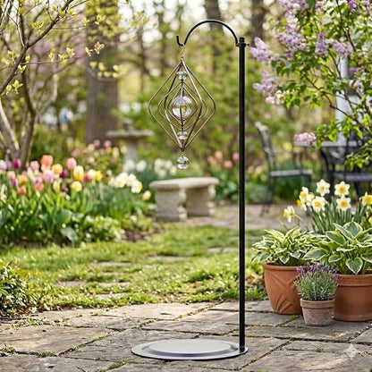 HOHIYA 36″ Adjustable Wind Chime Stand Heavy Duty Outdoor Metal Hanging Pole for Wind Chimes Lanterns Hummingbird Feeders and Solar Lights Indoor Outdoor Garden Decor Black, 4.4 lb Load Made in Taiwan