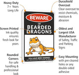 SmartSign Funny Beware Of Bearded Dragons Warning Sign - 10"x7", 40 mil Laminated Rust-free Aluminum - Metal Signs for Wall Decor, Outdoor, Patio, Gifts, Cafe - Dragon Theme, Made in USA