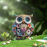 Garden Stake Decor, Acrylic 2D Flat Cute Animal Statue, Fairy Sculptures Ornament Indoor Outdoor Yard Lawn Pot Plant Decorative Accessories (Bohemian owl)