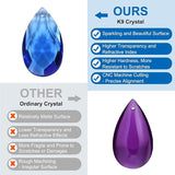 PATIKIL K9 Crystal Pendants Teardrop Beads, 10 Pack 38mm Chandelier Prisms Parts Hanging Beads DIY Lamp for Arts Crafts Decoration, Blue
