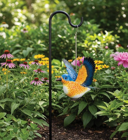 Regal Art & Gift Bird Bouncie - Bird Garden Decor Outdoor Metal Bird Hanging Ornament for Yard Patio Lawn - Blue Bird