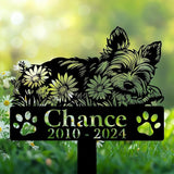 Personalized Yorkshire Terrier Grave Marker, Yorkie Sleeping on Daisy Flowers Memorial Garden Stake, Yorkie Memorial Gift, Loss of Yorkie, Outdoor Pet Headstone, Dog Burial Stake