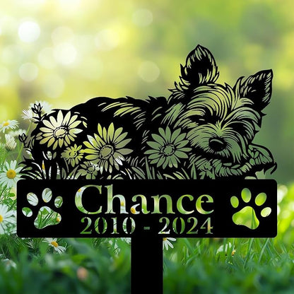 Personalized Yorkshire Terrier Grave Marker, Yorkie Sleeping on Daisy Flowers Memorial Garden Stake, Yorkie Memorial Gift, Loss of Yorkie, Outdoor Pet Headstone, Dog Burial Stake