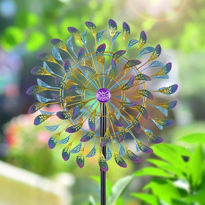 DREAMSOUL 360° Large Wind Spinner Outdoor Metal 6 Blades Windmill for Yard, 80 Inch Kinetic Wind Spinner for Patio Lawn Decor