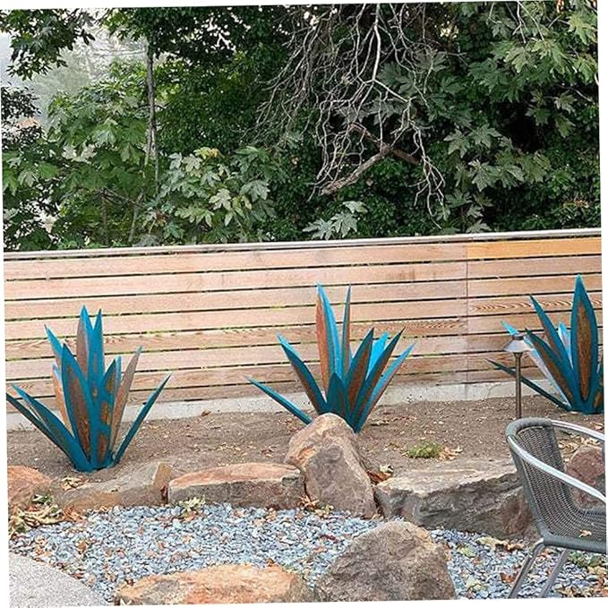 Tequila Rustic Sculpture, Blue Iron Agave Plant, DIY Metal Plant Garden Yard Statue
