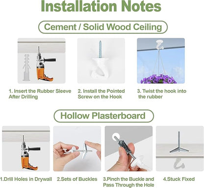 Aidoclip 6 pcs Ceiling Hooks for Hanging Plants,Hanging Hanging Lights Metal Small Hooks,Indoor Outdoor Wall Heavy Duty Plant Hanger Swag Hook