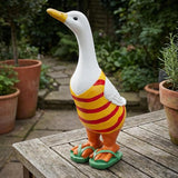 Duck Outdoor Statues,Figurine Sculptures for Porch Garden Yard Patio Flower Bed Home Bookshelf Decor, 9.8" H × 6.3" L × 3.7" W (Orange)