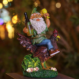 Garden Gnomes Statue Outdoor Decor,Funny Gnome Riding Rooster Sculptures Art Decor, Ideal Decoration for Yard Balcony Patio Lawn Home House - Birthday Gifts