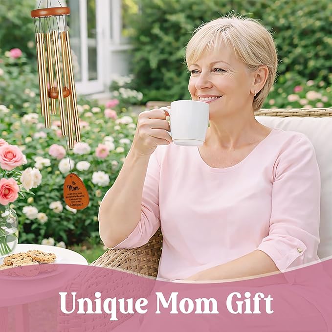 Birthday Gifts for Mom from Daughter, for Mum Stepmom, Wind Chimes for Mother, Best Mom Gifts from Son, Sentimental Gift for Mothers Day, Cute Wind Chime Garden Decor