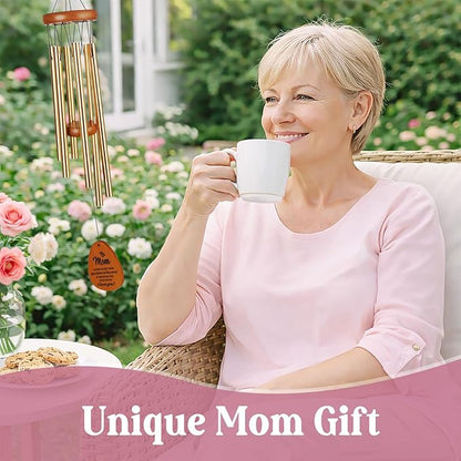 Birthday Gifts for Mom from Daughter, for Mum Stepmom, Wind Chimes for Mother, Best Mom Gifts from Son, Sentimental Gift for Mothers Day, Cute Wind Chime Garden Decor
