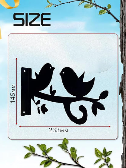 Iron Plant Hangers Hooks for Outdoor -10inch Hanging Plants Flower Fern Pots Lantern Bird Feeder Wind Chimes for Porch Garden Farmhouse (Two Little Birds were Playing on the Branch)