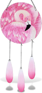 CoTa Global Tropical Flamingo Wind Chime - Handmade Glass Chime – Tropical Hanging Decor - Colorful Home Decor Gift, Indoor and Outdoor Hanging Decoration for Porch, Patio, Garden – 28.5 Inches