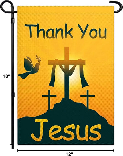 Thank You Jesus Garden Flag 3 Ply 12x18 Inch Christian Garden Flag Vertical Double Sided Jesus Garden Flags for Outside Indoor House Outdoor Yard Patriotic Sign Decor