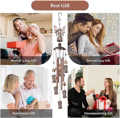 Angel Wind Chimes for Outside, Decorative Wind Chimes Angel Gifts for Women/Men, Memorial/Birthday Gifts, Garden Decor for Outside, Patio or Yard, Durable Chimes for Outdoors