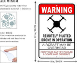 CCPARTON Metal Sign Warning Drone in Operation Aircraft Overhead Signs Warning Traffic Road Street Caution Sign Indoor Outdoor Signs for Home Office Work 8x12 Inches