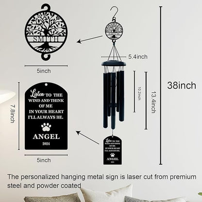 Customized Pet Memorial Wind Chimes - Beautiful Dog Memorial Gift to Honor Your Beloved Pet - Sympathy Gift for Pet Loss and Bereavement