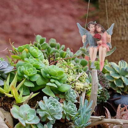 GANAZONO Flower Fairy Pendant Hanging Adornment Resin Artware for Garden Landscape Decor Miniature Outdoor Home Decoration 3.34X2.67X2.36In