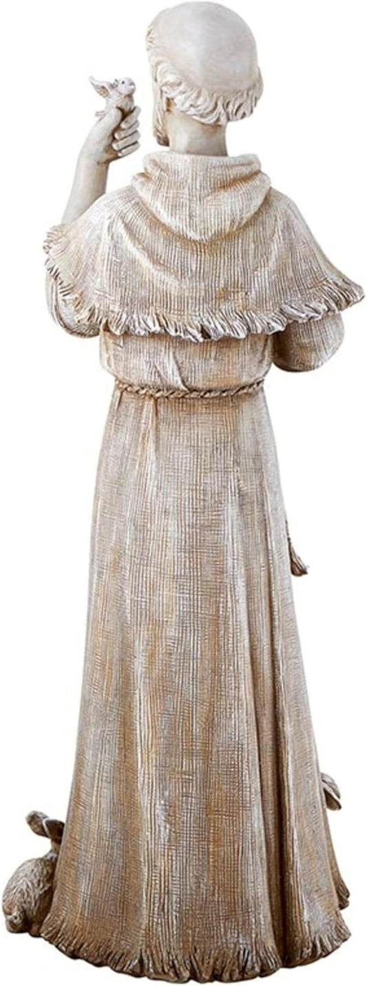 Avalon Gallery Garden Statue - Saint Francis Stone-Resin Indoor/Outdoor Catholic Sculpture, 24" Tall, Bird & Rabbit