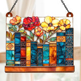 Jesuspirit - Window Hanging Suncatcher – Crystal Clear Acrylic & Wood Sun Catcher for Home Decor, for Women (The Floral Library, 6 Inches)