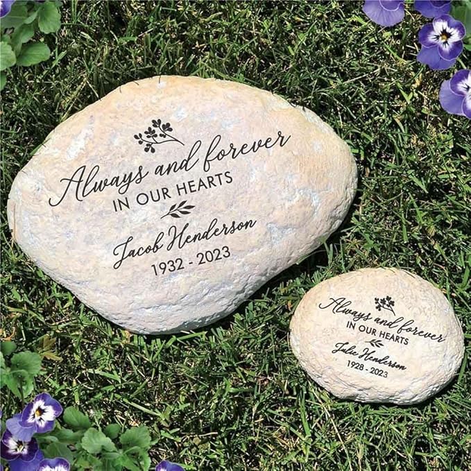 GiftsForYouNow Engraved Always and Forever in Our Hearts Memorial Garden Stone, 11.5" by 8.25"