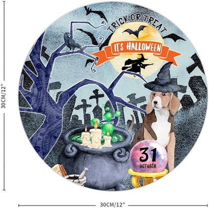 Retro Metal Sign 12"x12",Happy Halloween Scary Night Grave Witch Bats Trick Or Treat Dog Aluminum Tin Metal Sign for Home Living Room Bedroom Garden Farm Patio Decor Wall Art Poster