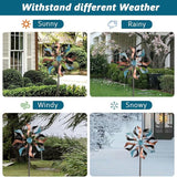 Wind Spinner Outdoor, 13 Inch Dia Kinetic Wind Sculptures & Spinners, 41" Tall Metal Windmill for Garden Yard Decor, Copper Blue