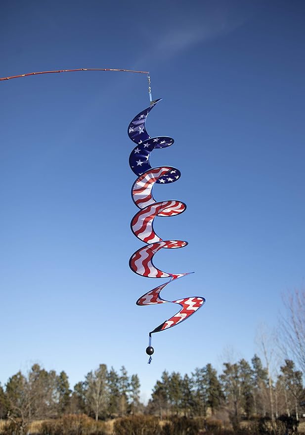 In the Breeze 5176 48" Stars and Stripes Curlie Spinner-Outdoor Hanging Decoration