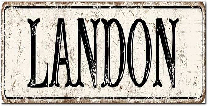 Madcolitote Vintage Country Landon Wood Sign Landon Street Custom Signs Outdoor Metal Rustic Wooden Wall Art Farmhouse Wall Decor Kitchen Home Decor Signs Wall Hanging Sign 6x12in