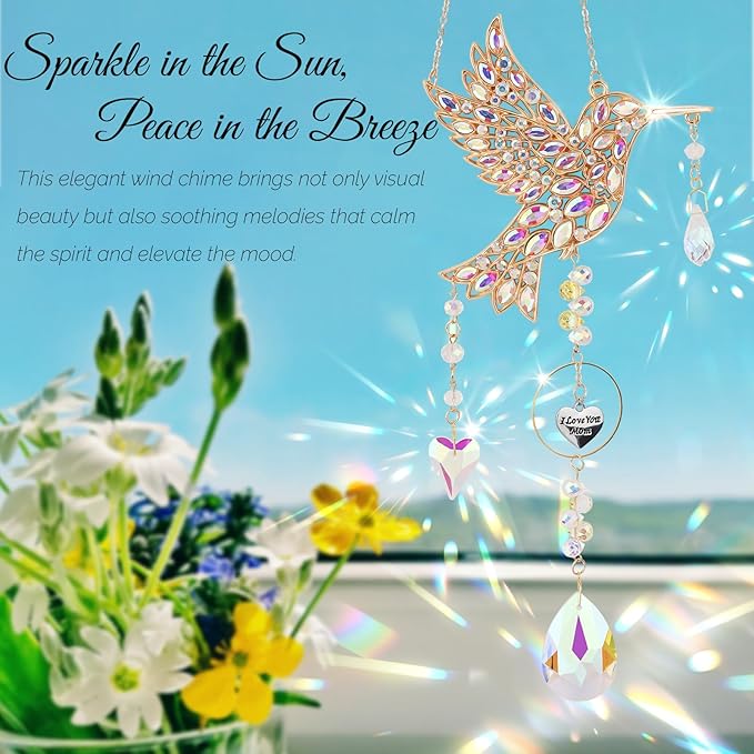 Hummingbird Gifts for Mom, Mom Gifts for Mothers Day Birthday from Daughter, Sun Catchers Indoor Window Outdoor Garden, Spring Home Decor Hummingbird Gift for Women Mother Grandma Bird Lovers