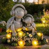 Solar Garden Turtle Statue 5.9"with Headphones,Solar Statue with 5 LED Lights,Anti-Fade Stone Texture Turtle Gifts for Women Men Mom Dad,Unique Resin Lawn Ornaments for Patio Yard Lawn Balcony