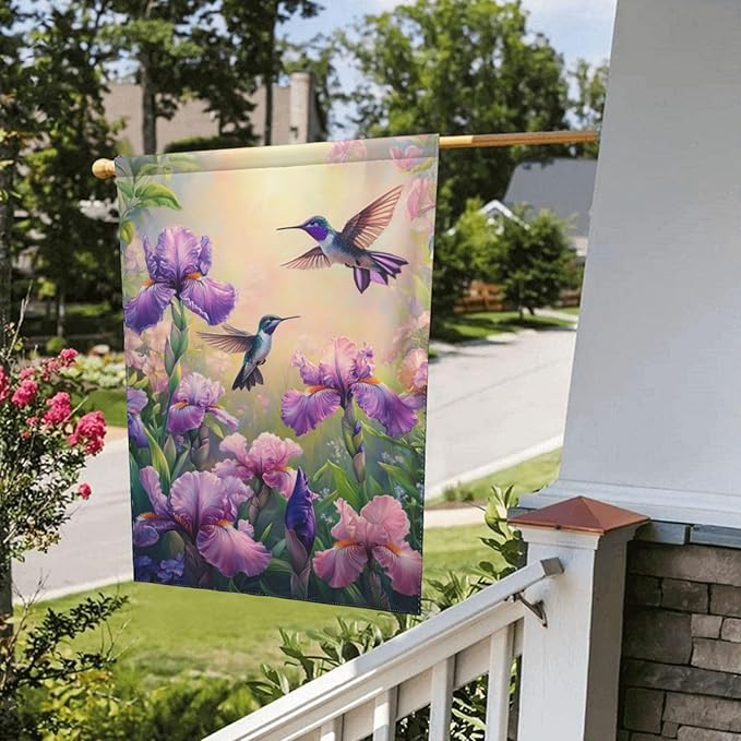 Hummingbird Haven Garden Flags 12×18 Inch Double Sided Decorative Yard Banner Seasonal Flag for Outdoor Outside Decor