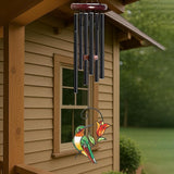 Personalized Metal Wind Chime Garden Sign, 40 Inch Outdoor Colorful Bird & Flower Memorial Decor, Yard Hanging Plaque for Patio Porch Lawn (JSTY366)