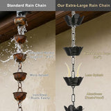 10FT Rain Chain for Gutters, Black Aluminum Daffodil Flower Design, Extra Large Cups to Reduce Splashing, Decorative Downspout Replacement for Outdoor Garden Decor