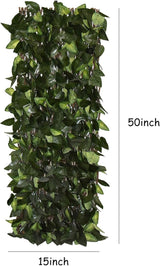 GLANT Expandable Fence Privacy Screen for Balcony Patio Outdoor,Decorative Faux Ivy Fencing Panel,Artificial Hedges (Single Sided Leaves) (4, Green-Verdant)