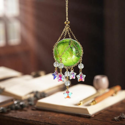 Crystal Suncatcher with 40mm Decorative Ball Window Hanging Ornament for Wall Meditation Space(Green)