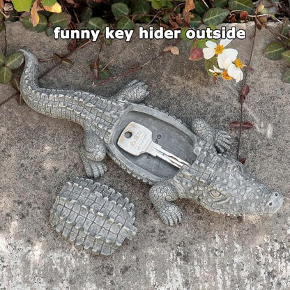 Hide A Key Outside Crocodile Key Hiders, Animal Spare Key Hider Hidden Key Holder Small Alligator Statue for Garden Outdoor Indoor or Yard