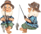 Pwshymi Fishing Gnome Garden Statue, Fishing Gnome Sitter Statue Funny Resin Decorative Outdoor Garden Lawn Gnome Fishing Gnomes Plush for Patio Yard Lawn Decoraci¨®n