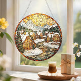 Chrismas Acrylic Stained Glass Window Hanging,Sun Catcher Decor Stained Panel Hangings Wall Art Decor, 2026 8x8inch (SCL011 Snow House)