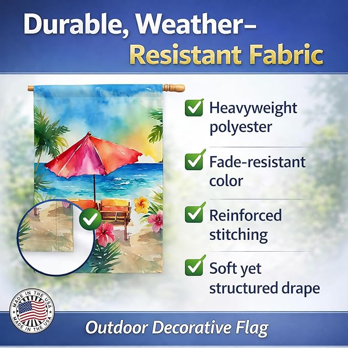 Caroline's Treasures Hawaii Hawaiian Hibiscus in Watercolor House Flag Large Porch Sleeve Pole Decorative Outside Yard Banner Artwork Wall Hanging, Polyester, House Size, Multicolor